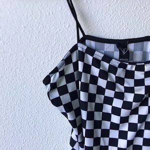 black and white checkered body suit